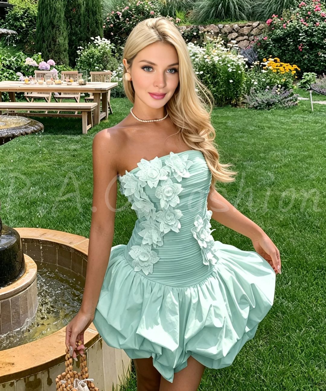 3D Floral Bustier Bubble Mini Dress