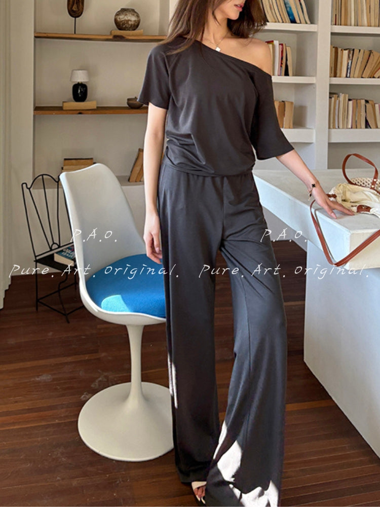 Off-Shoulder Relaxed Lounge Set