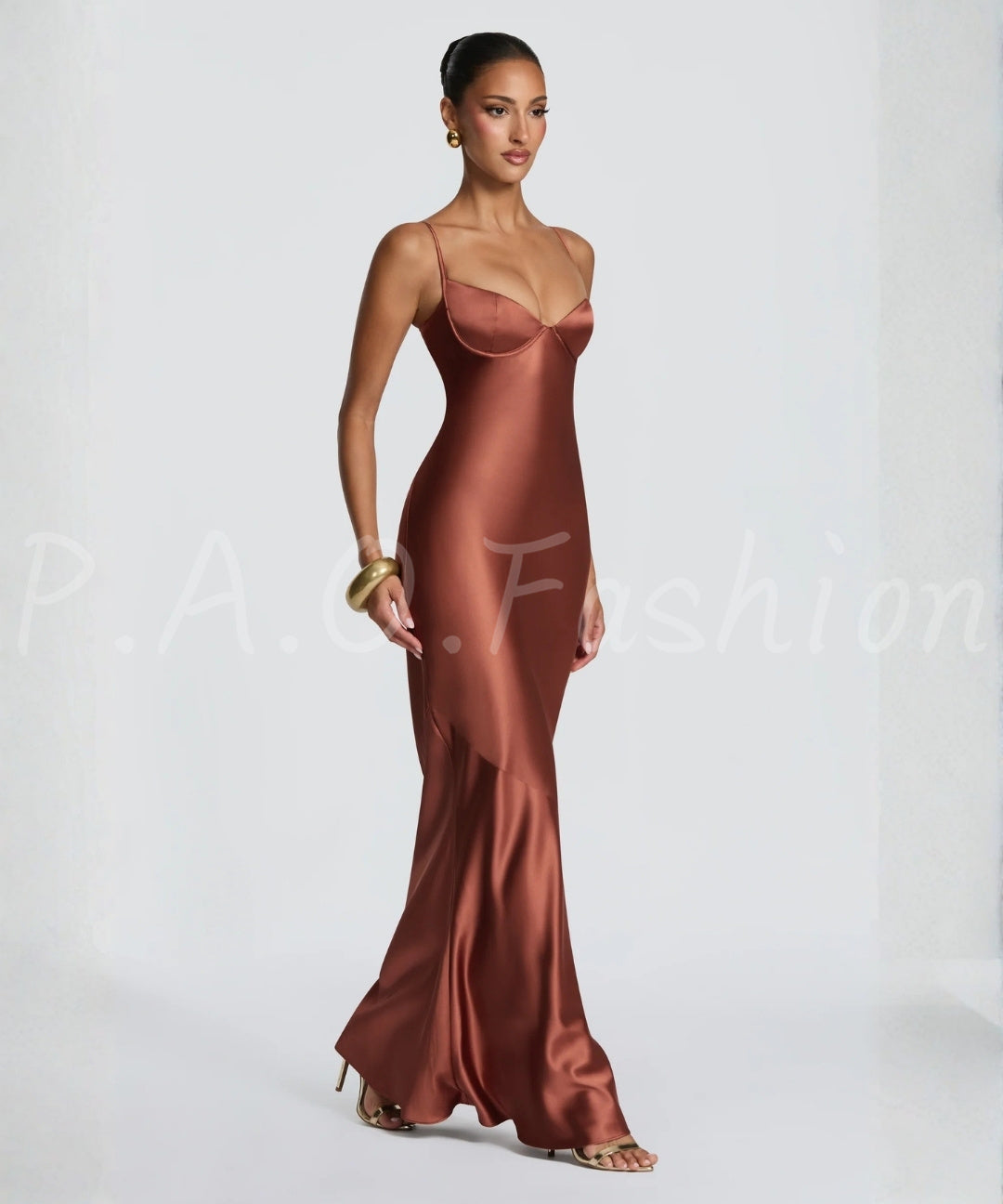 Satin Halter Mermaid Maxi Dress