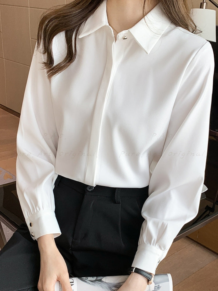 Elegant Statement Button Long Sleeve Shirt