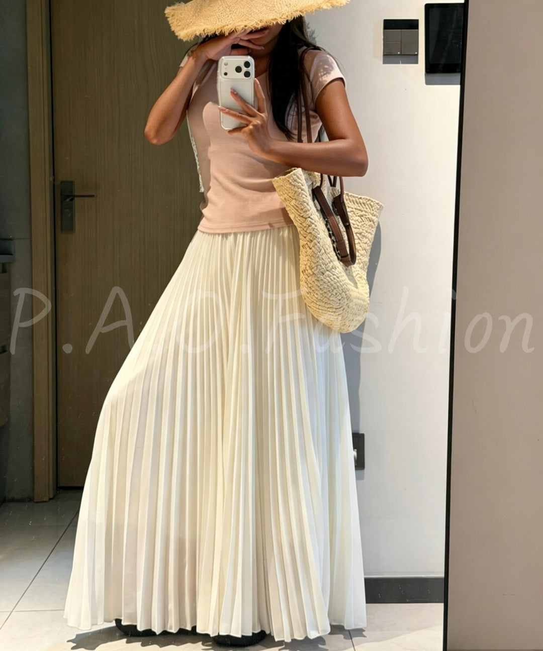 High-Waisted Pleated Chiffon Skirt[Available Now]