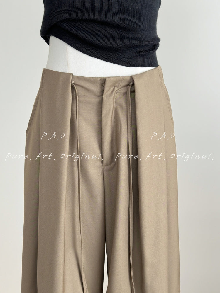 Effortless Drapey Wide‑Leg Casual Pants