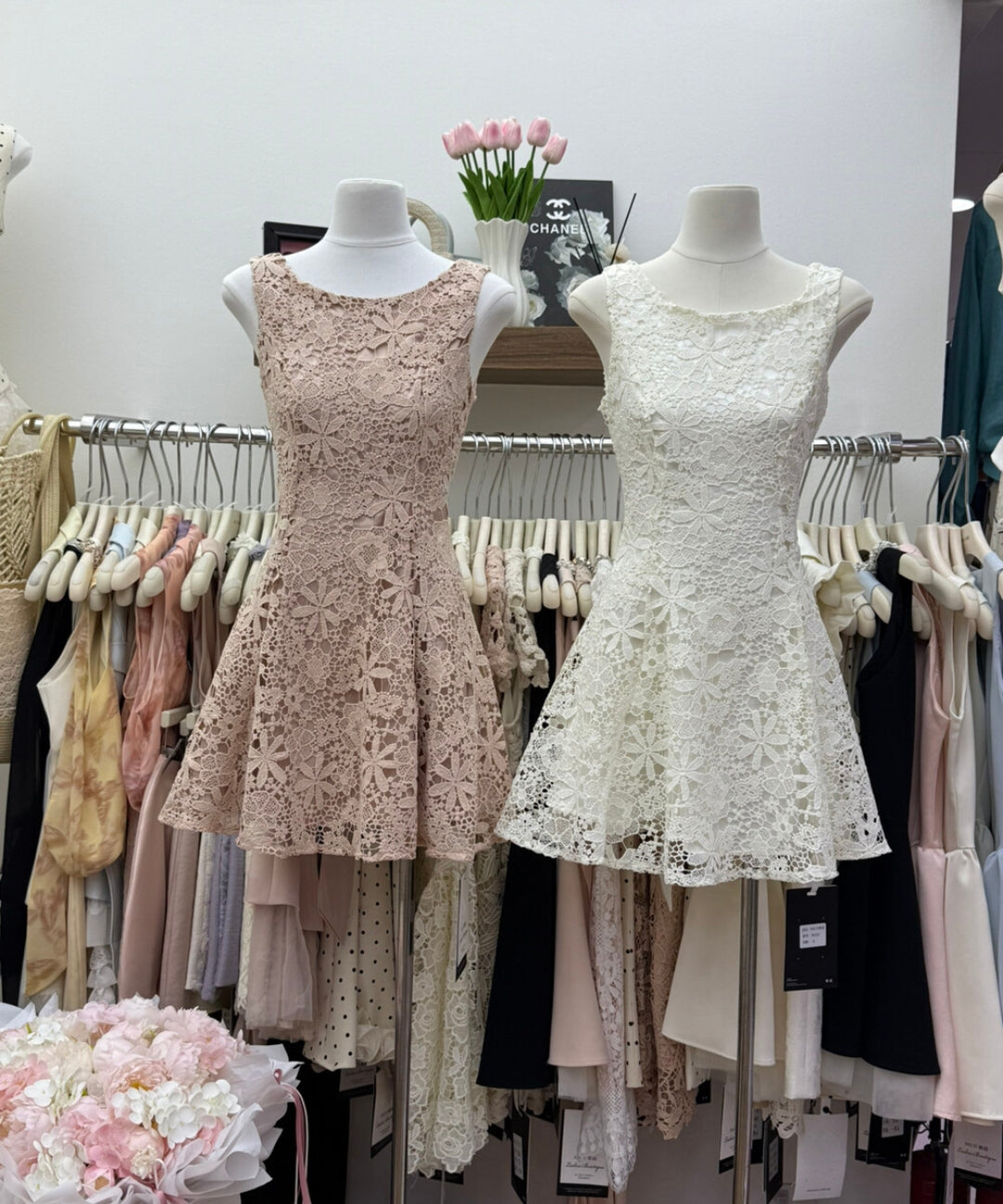 Romantic Lace Bow-Back A-Line Mini Dress