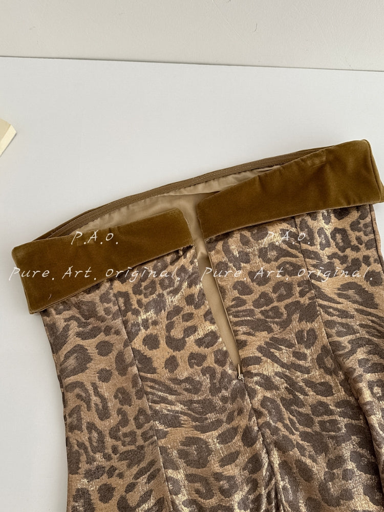 Noir Wild Leopard Strapless Bodycon Mini Dress