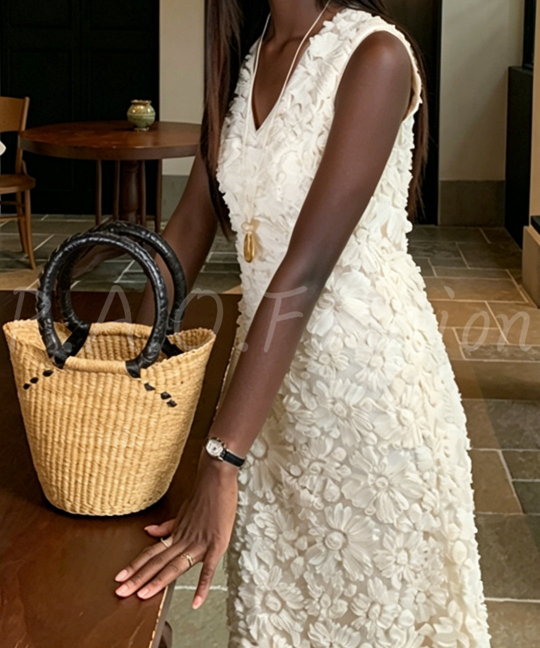 3D Floral Sleeveless Maxi Dress