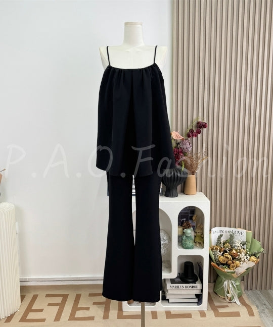 Satin Relaxed Camisole & Wide-Leg Pants Set