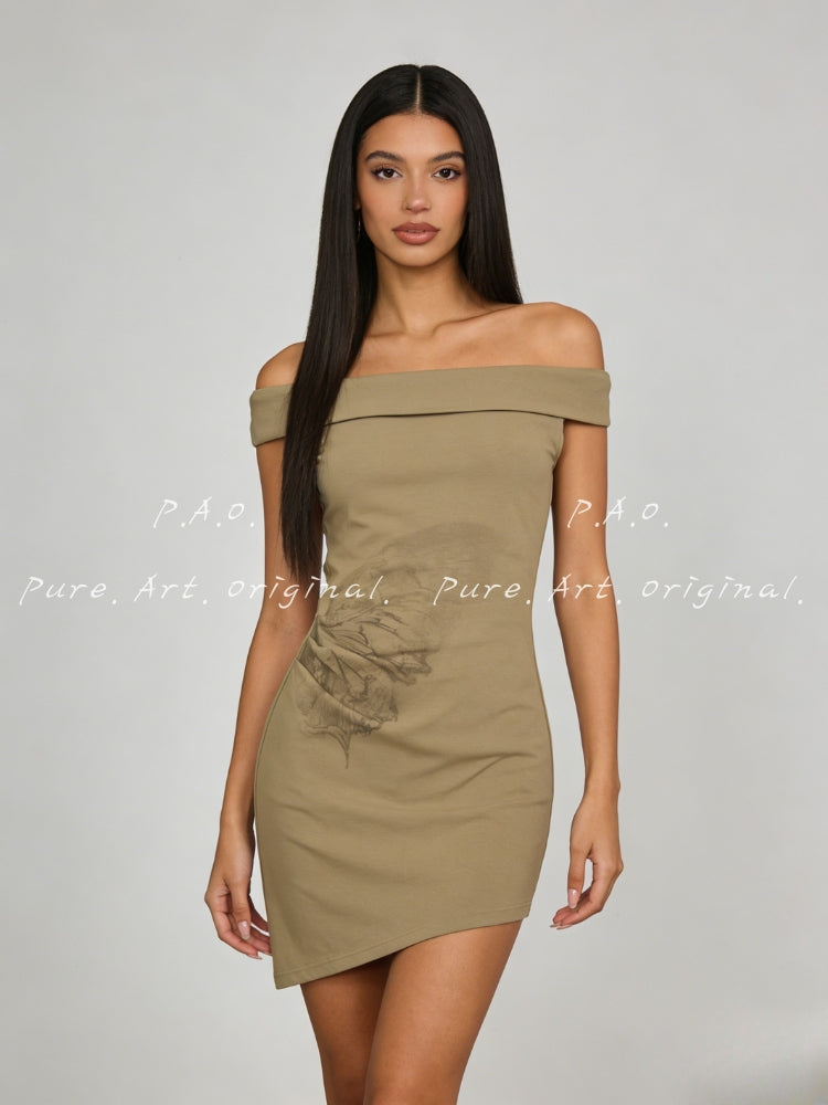 Asymmetric Off-Shoulder Bodycon Mini Dress