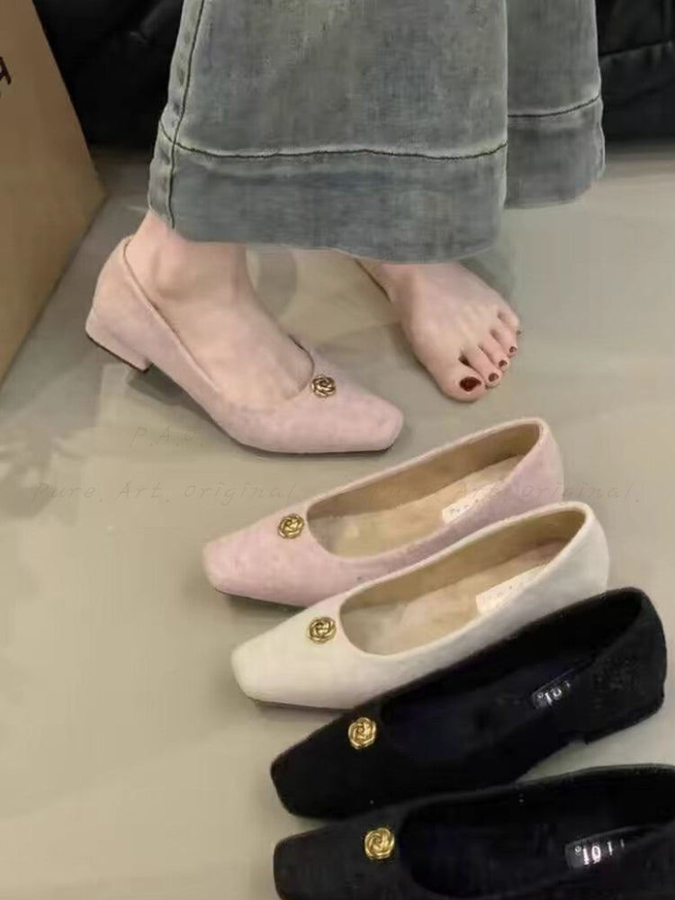 French-Style Mid-Heel Mary Jane Shoes