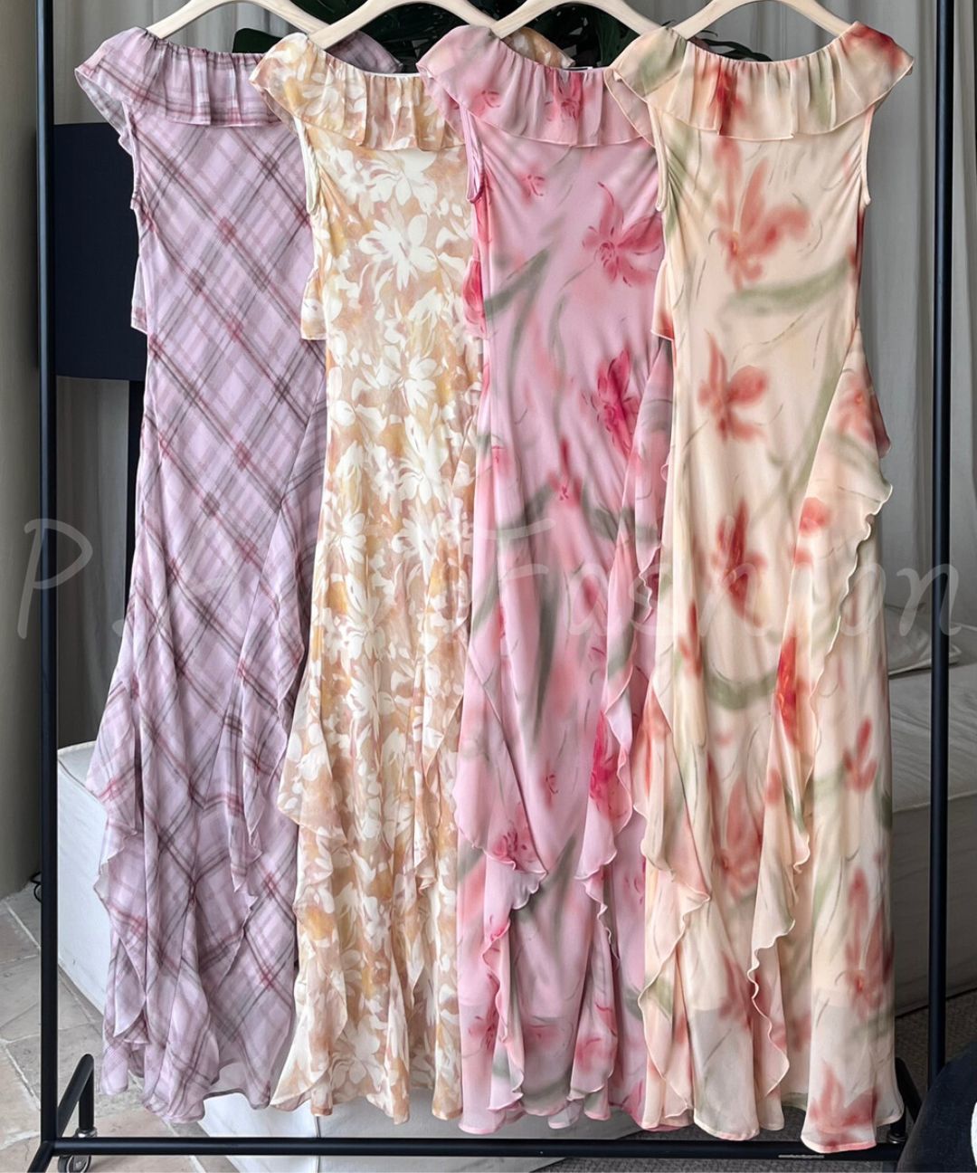 Floral Ruffle Mermaid Maxi Dress