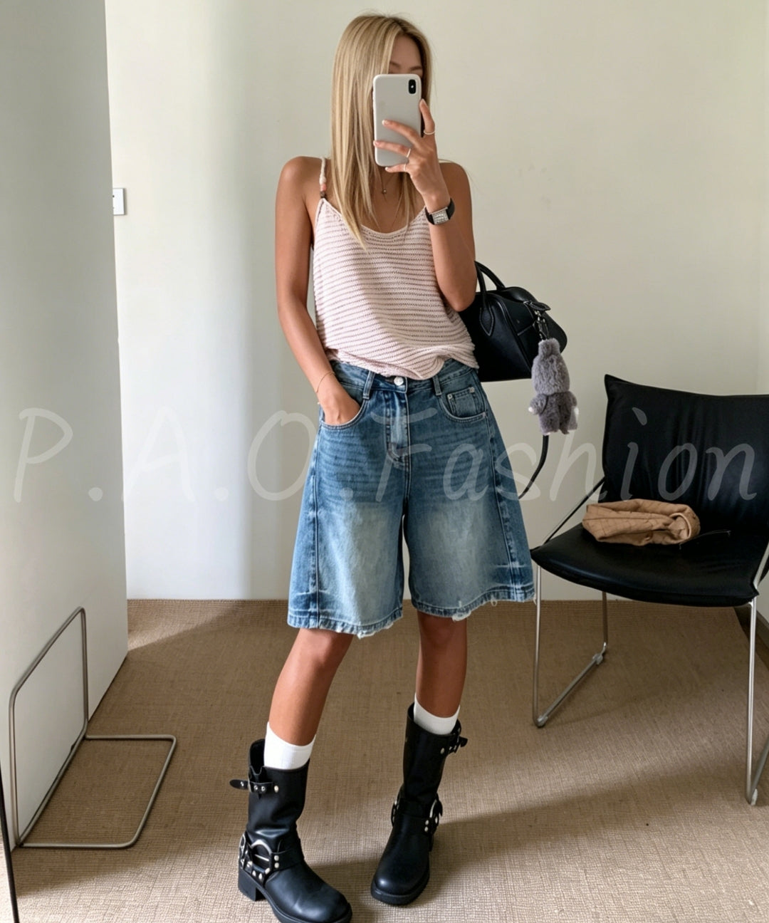 Vintage Washed Straight-Leg Denim Bermuda Shorts[Available Now]