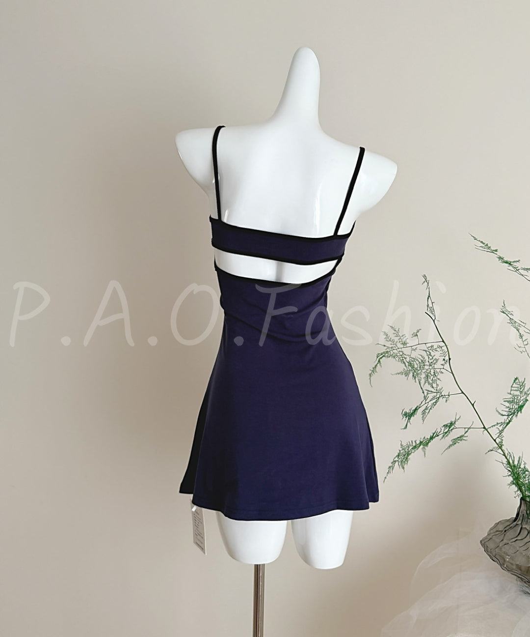 Contrast Strap Backless A-Line Mini Dress[Available Now]