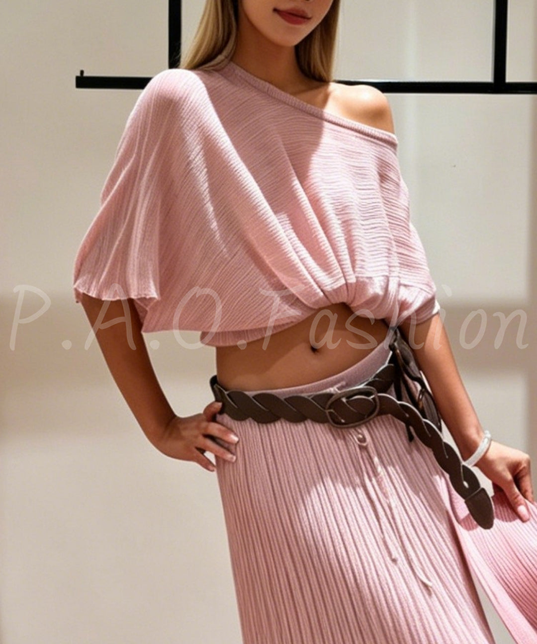 Sheer Tencel Off-Shoulder Knit Top