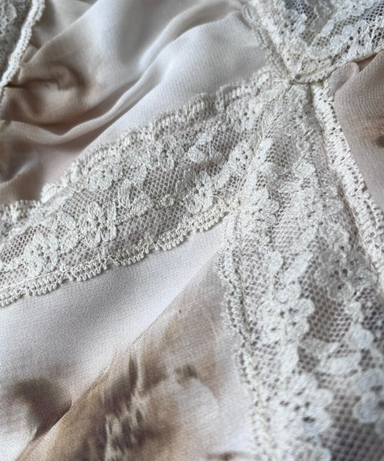 Lace Trim Floral V-Neck Slip Maxi Dress