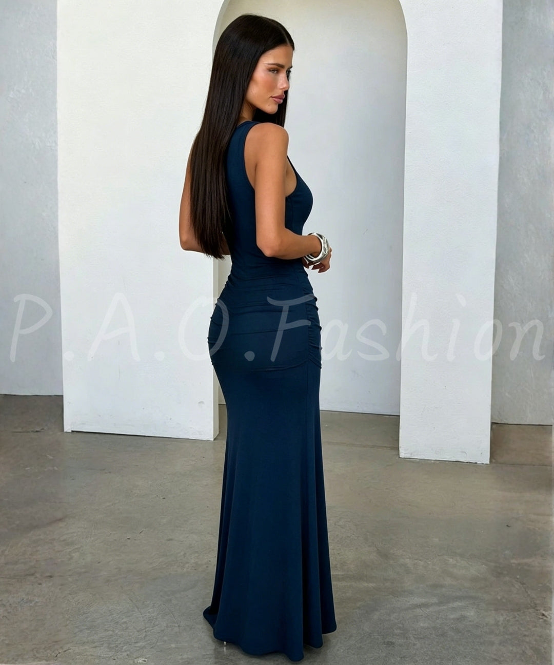 Beaded Strap Ruched Maxi Dress[Available Now]