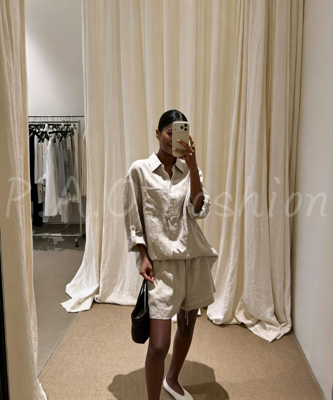 Linen Lyocell Relaxed Shirt Set