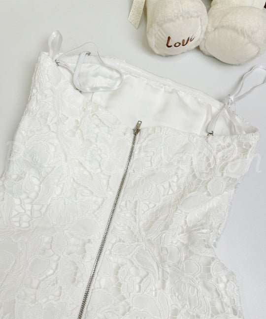 Bow Lace Strap A-Line Mini Dress