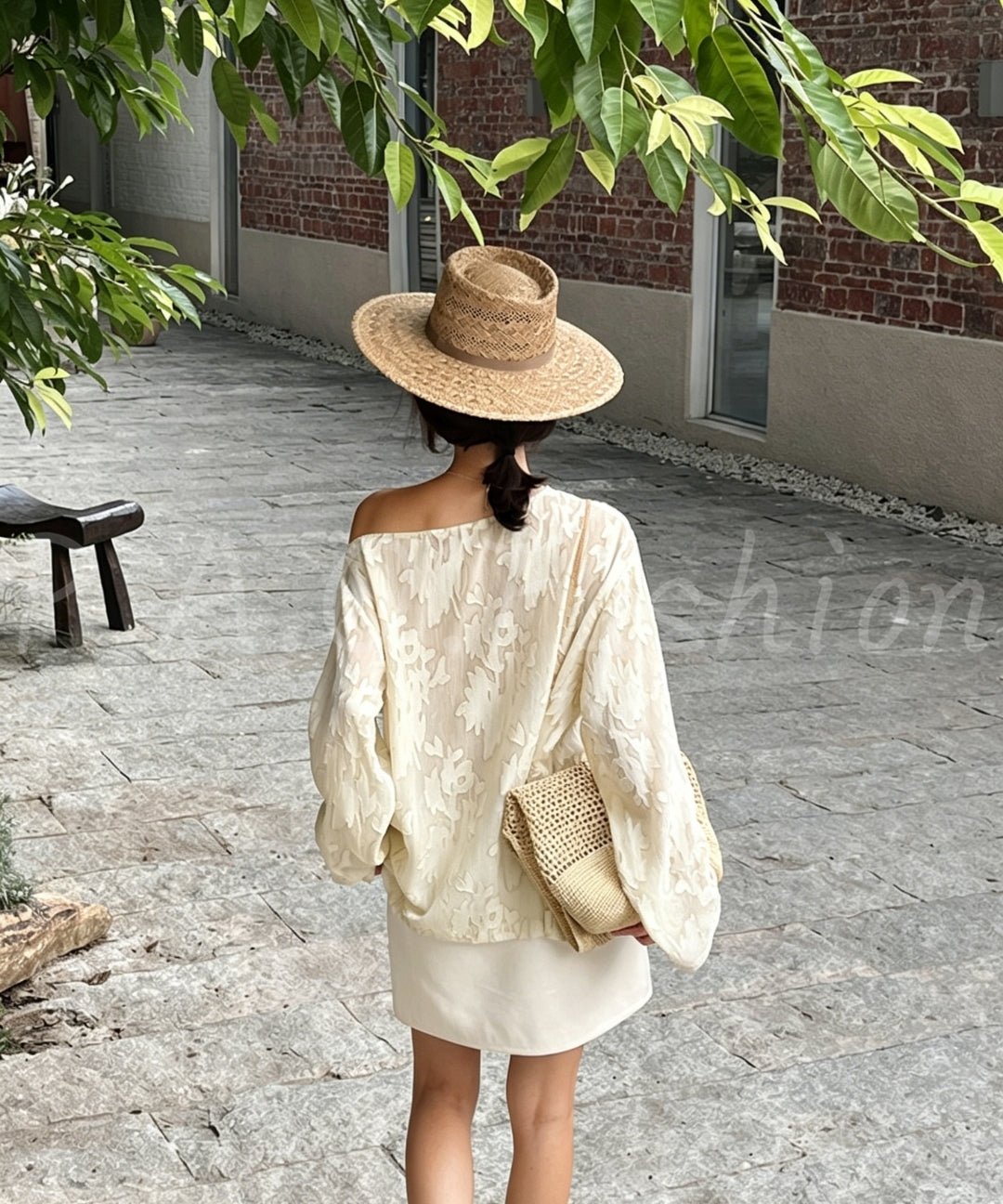 French One-Shoulder Jacquard Long Sleeve Top[Available Now]