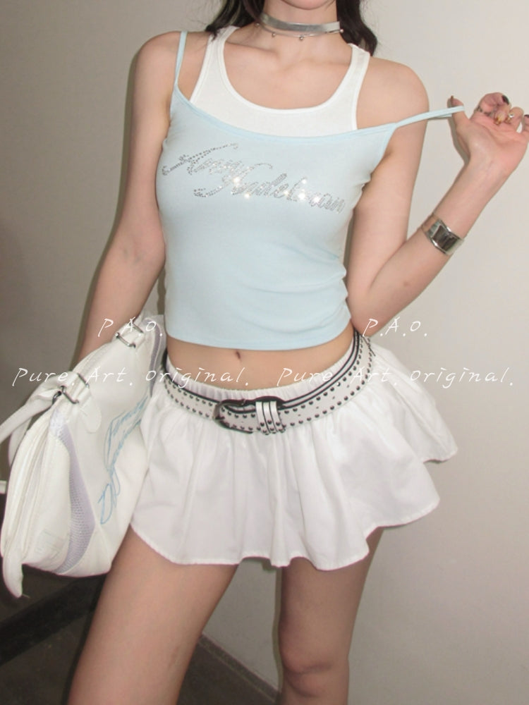 Rhinestone Layered Crop Cami