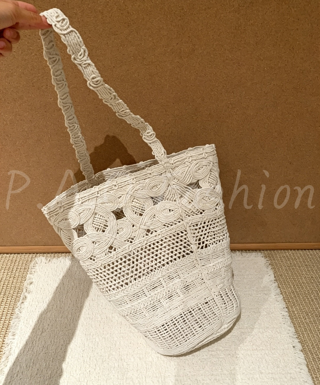 Handmade Crochet Open-Knit Tote Shoulder Bag
