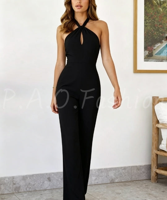 Halter Twist Cutout Wide-Leg Jumpsuit[Available Now]