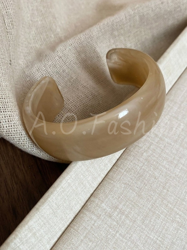 Vintage Marbled Resin Open Cuff Bracelet