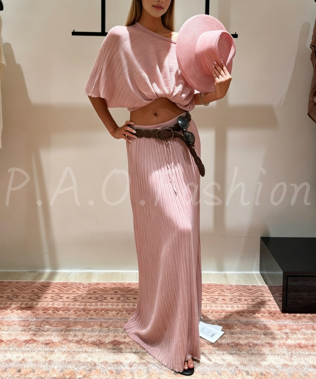 Textured Tencel A-Line Maxi Skirt