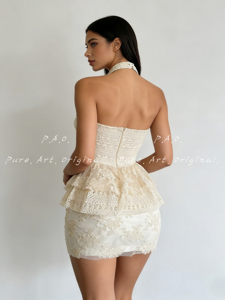 LACE HALTER TOP & SKIRT SET