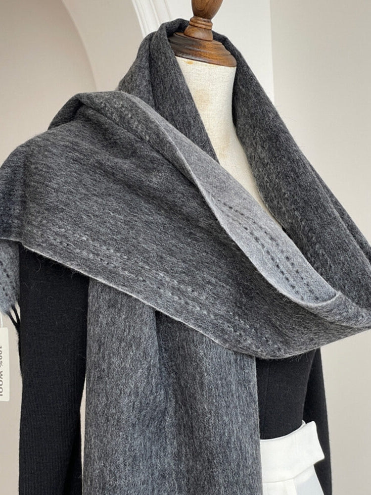 Reversible Solid Color Wool Scarf