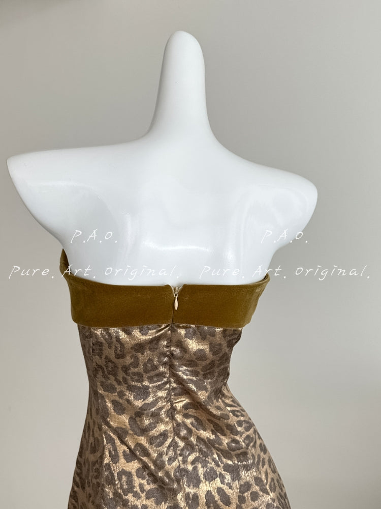Noir Wild Leopard Strapless Bodycon Mini Dress