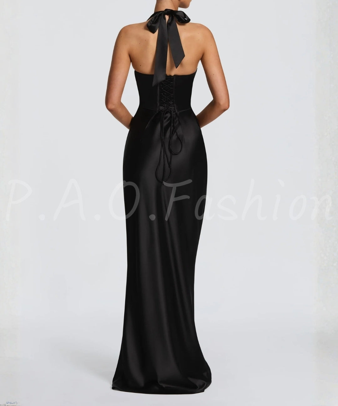 Halter Deep V Satin Mermaid Gown[Available Now]