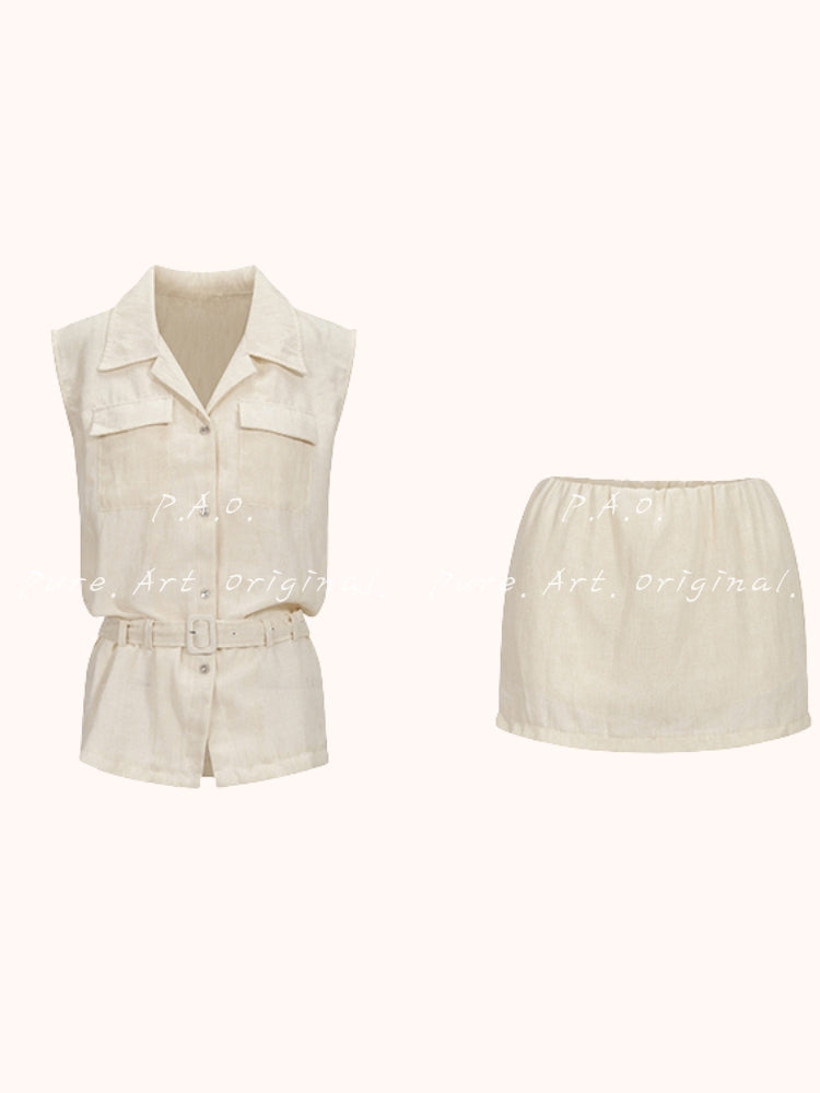 Minimal Linen-Feel Two-Piece Set