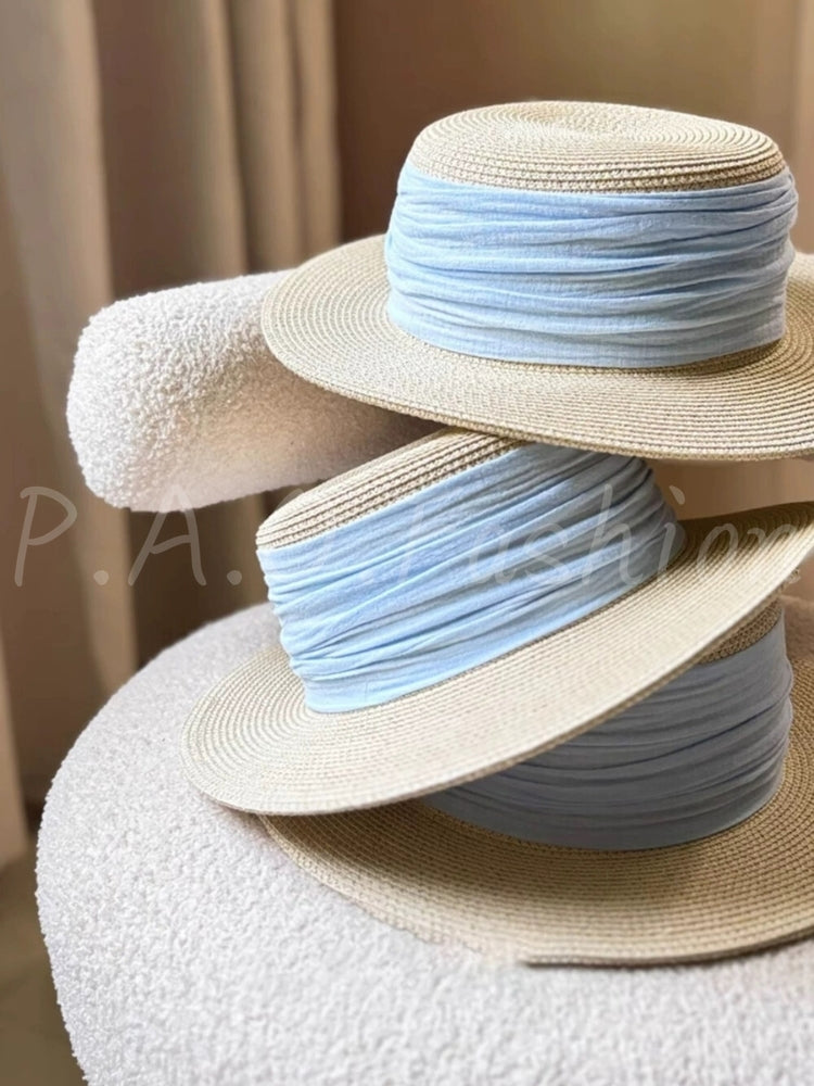 French Flat-Brim Straw Sun Hat