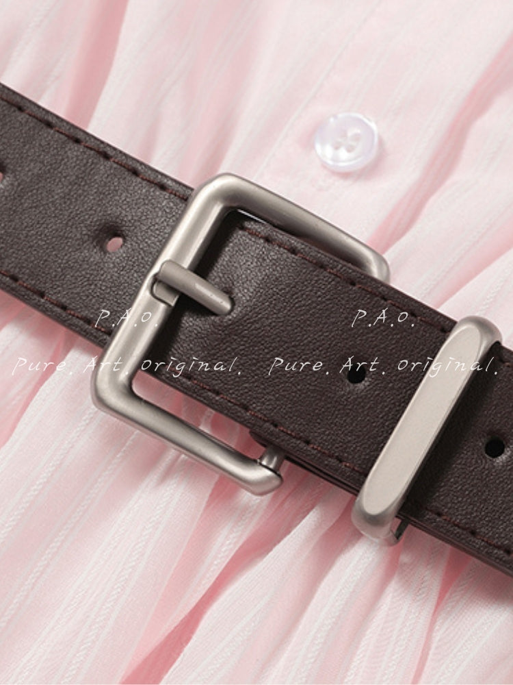 Blush Stripe Bubble Hem Shirt Dress