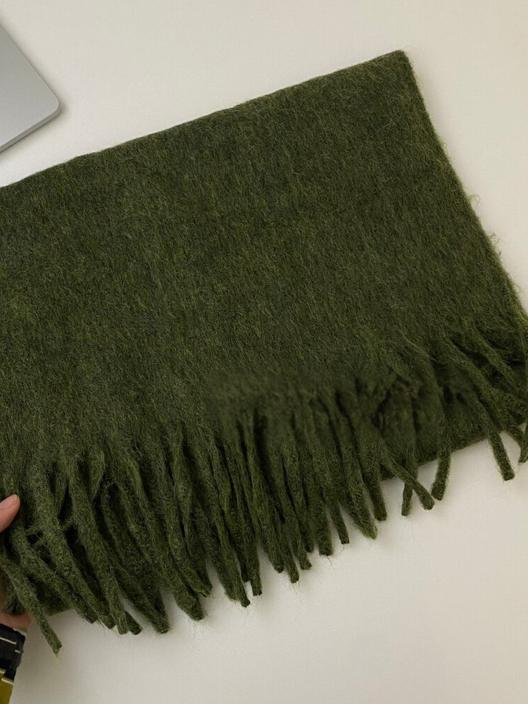 Seaweed Green Wool-Blend Scarf