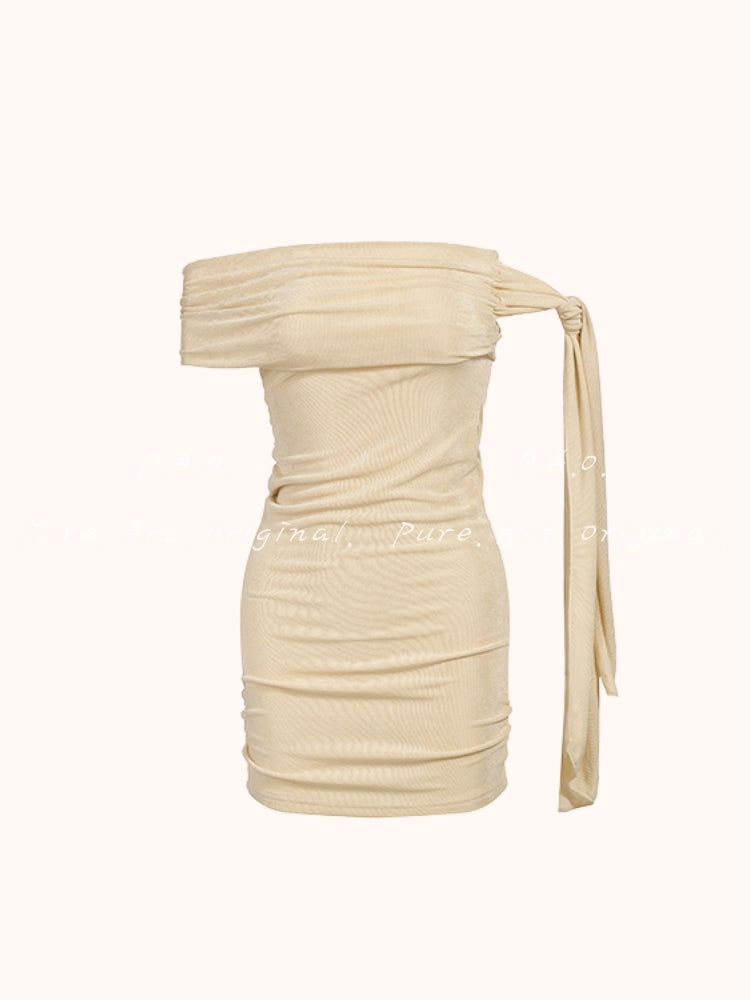 LUMINA ONE-SHOULDER DRAPED MINI DRESS