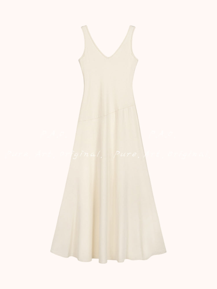 Minimal V-Neck Knit Mermaid Maxi Dress