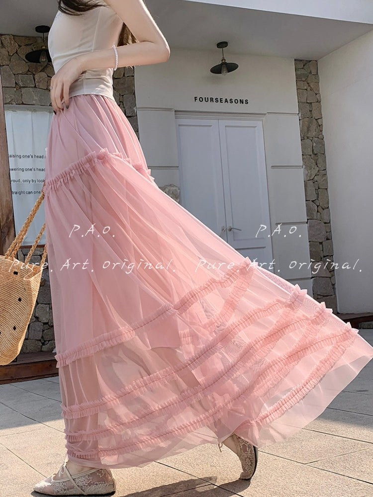 Romantic Tiered Tulle Maxi Skirt