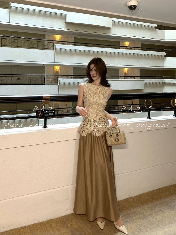 AVERY LACE & SATIN TWO‑PIECE SET