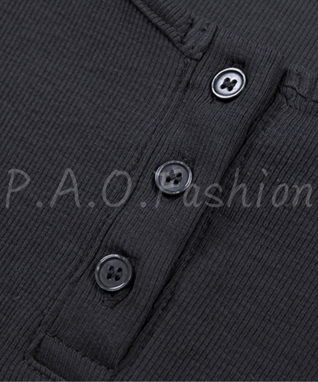 Henley Ribbed Fitted Tee