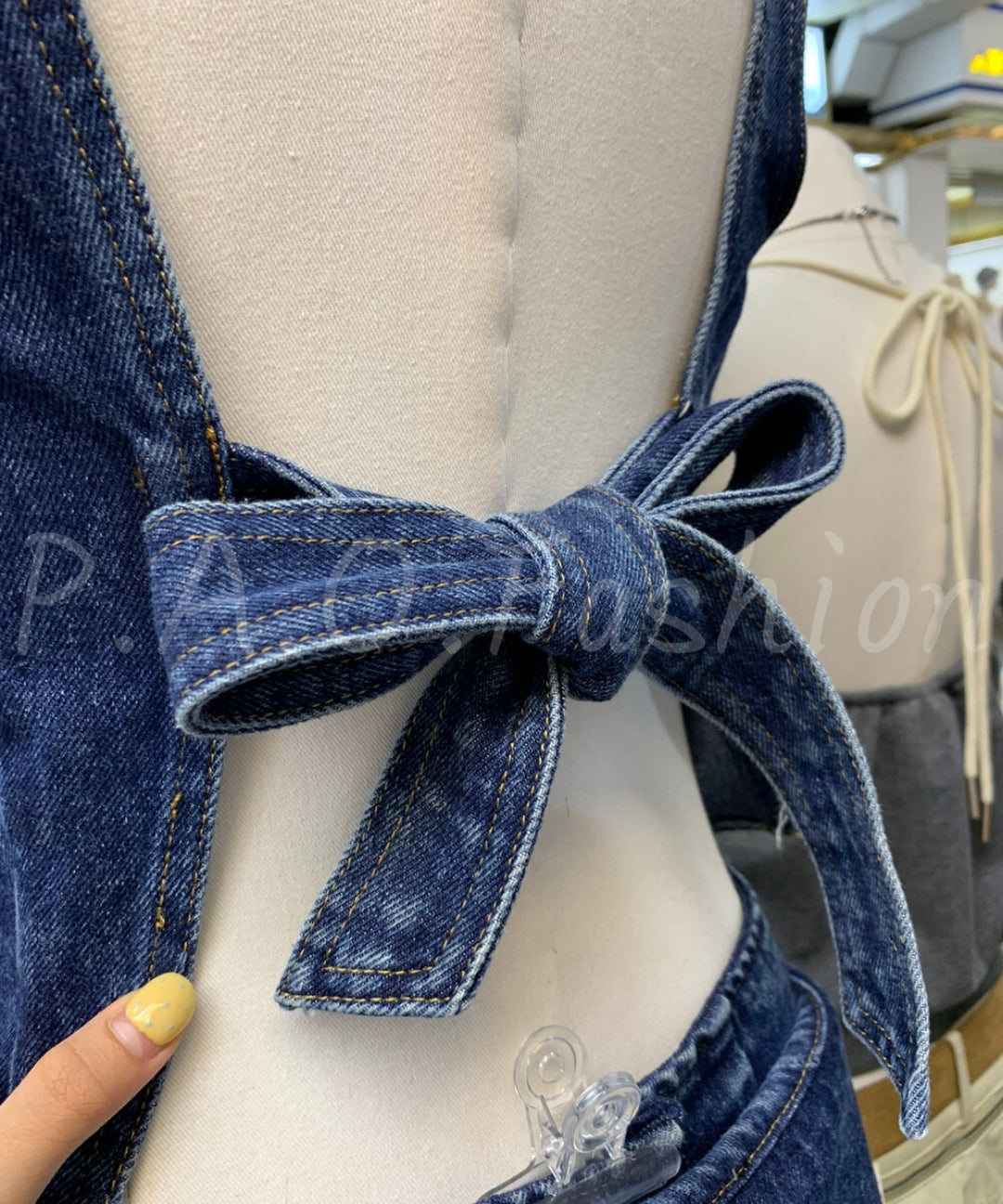Backless Bow Denim Set[Available Now]