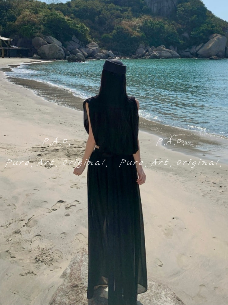 ALORA CUT-OUT SLEEVELESS TWO-PIECE MAXI SET