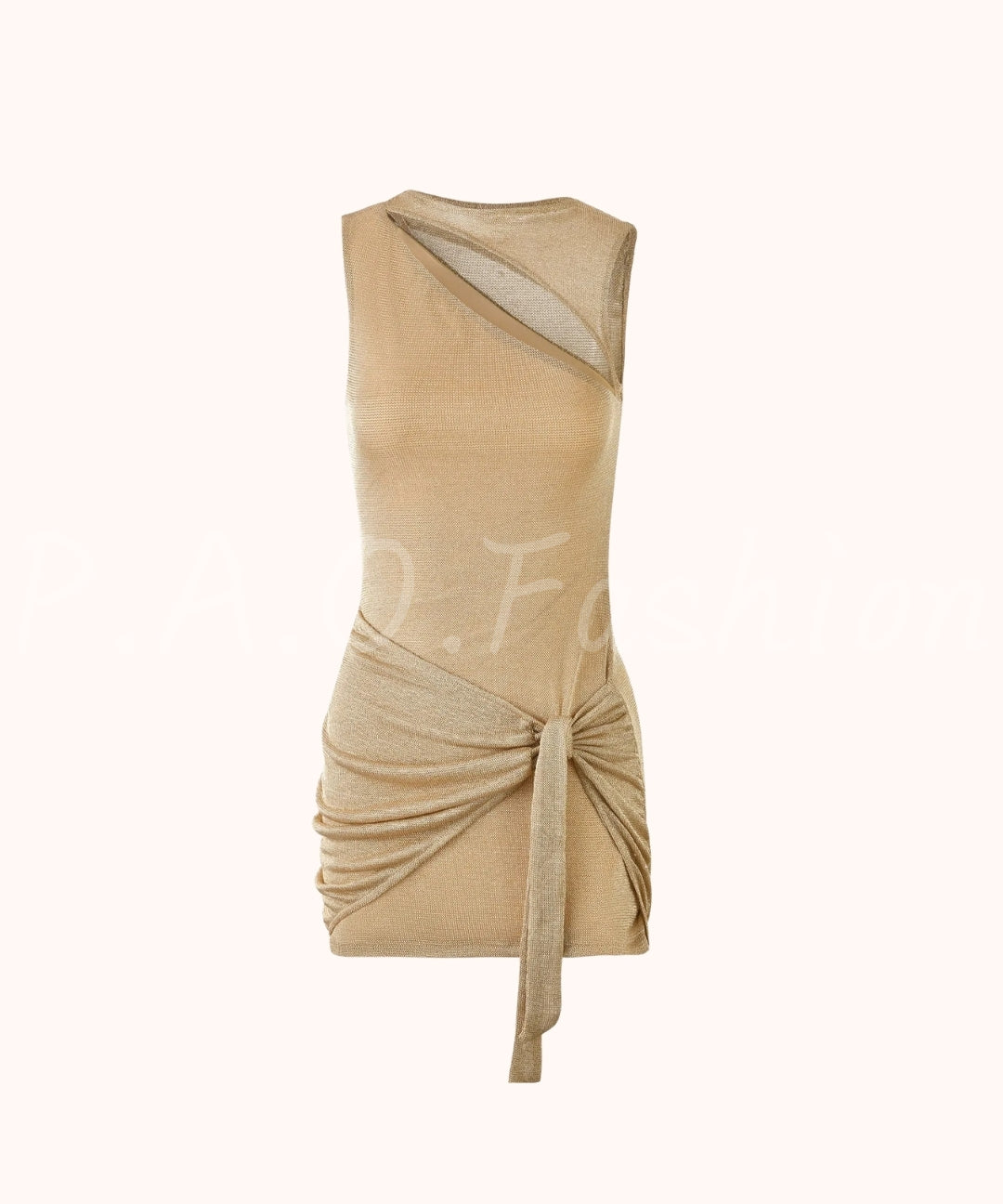 Metallic One-Shoulder Ruched Mesh Mini Dress[Available Now]