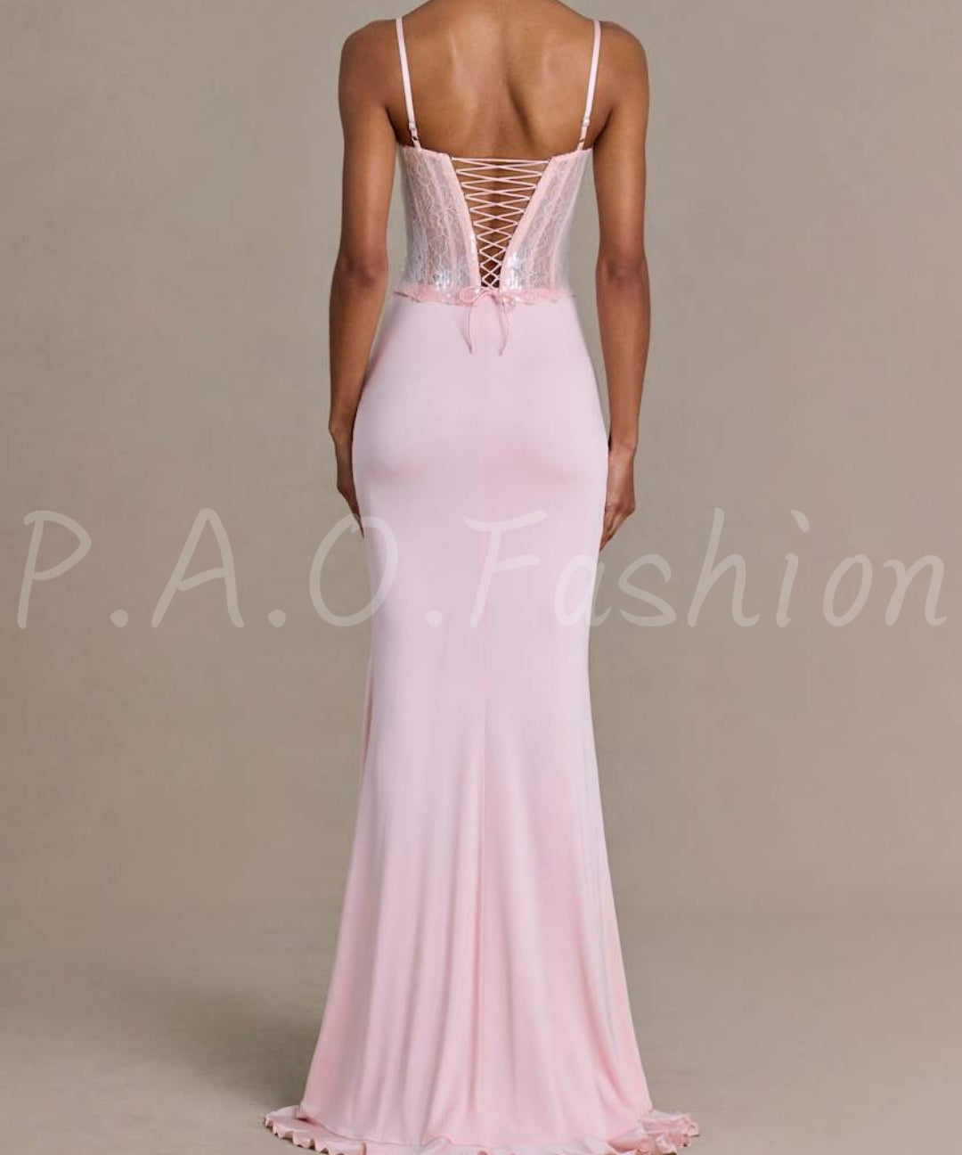 Lace Corset Strap Slit Maxi Dress[Available Now]