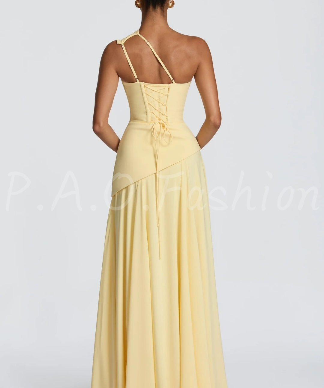 One-Shoulder Draped Evening Gown[Available Now]