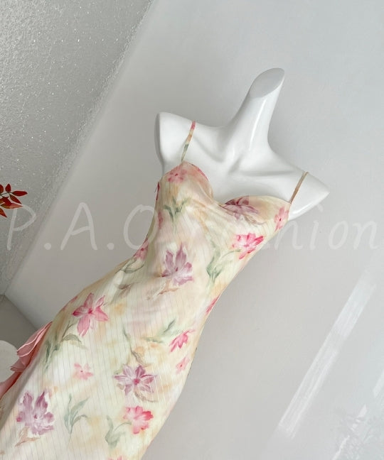 Rose Floral Cotton Mermaid Midi Dress[Available Now]