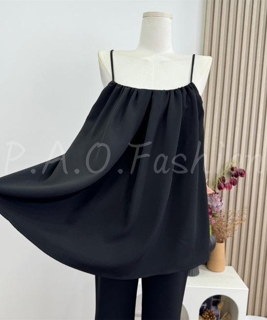 Satin Relaxed Camisole & Wide-Leg Pants Set