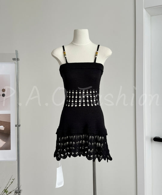 Open-Knit Strap Mini Dress[Available Now]
