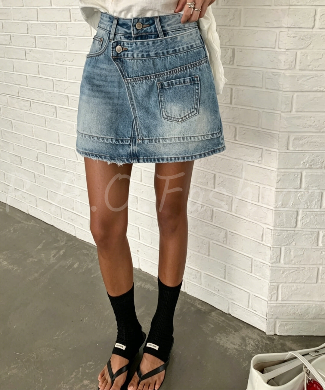Deconstructed Patchwork Denim Mini Skirt[Available Now]