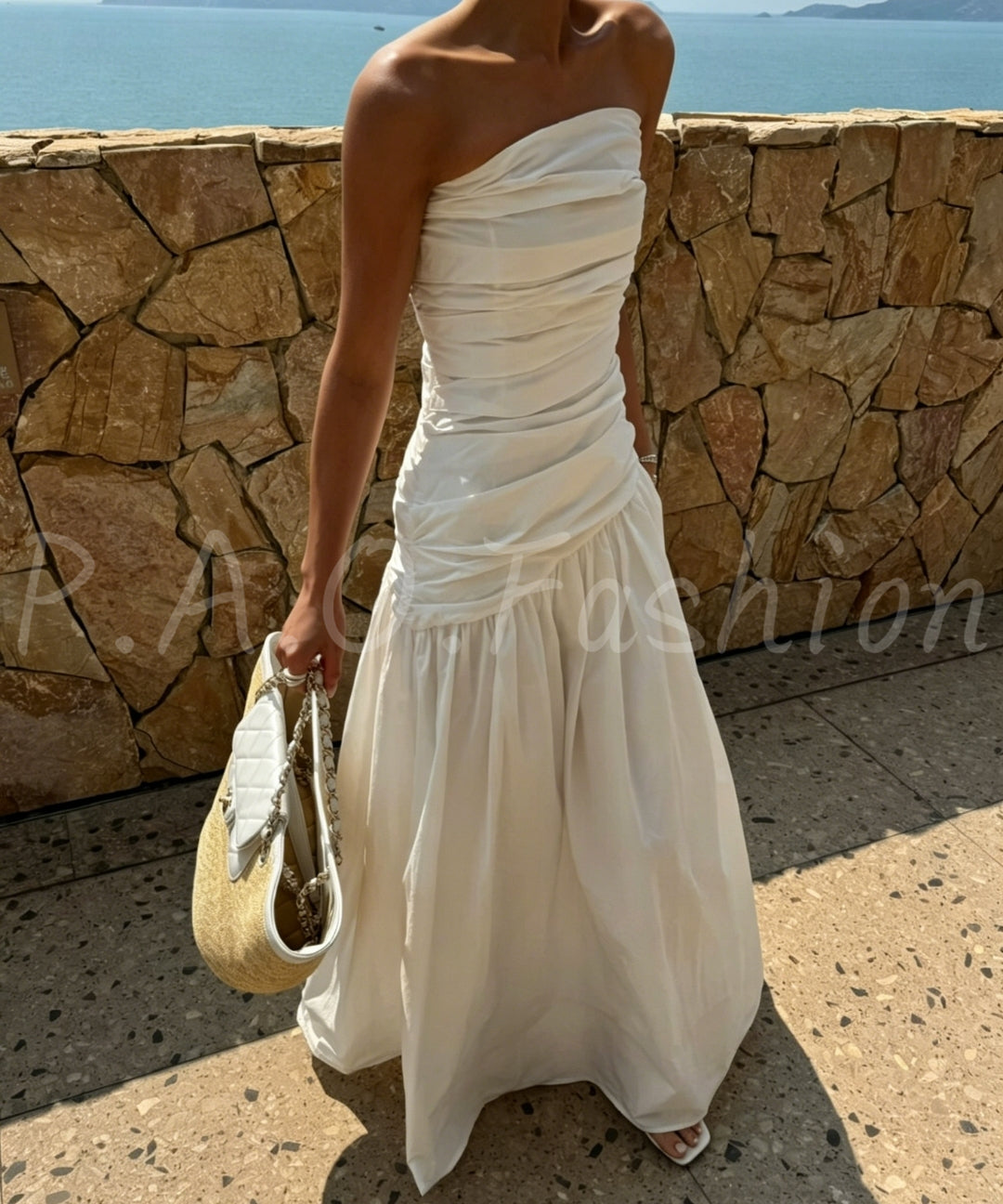 Strapless Pleated Maxi Dress[Available Now]