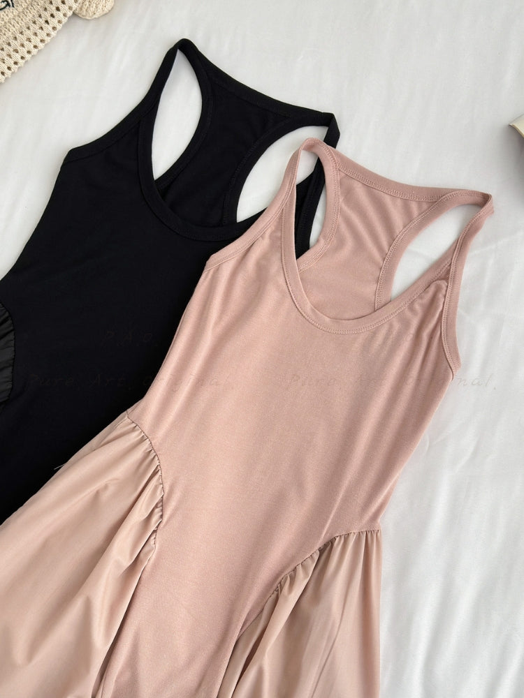 Waist-Defining Sleeveless A-Line Maxi Dress